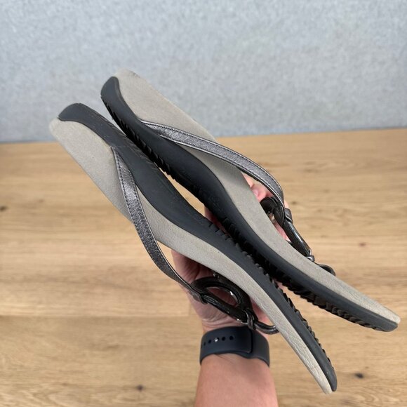 Vionic Rest Karina Backstrap Thong Sandal Size 10 Pewter Silver Supportive Comfy - Picture 8 of 13